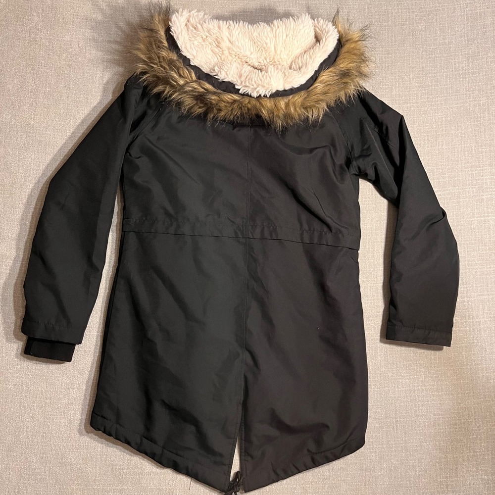 NUVANO Womens Black Faux Fur Hood Parka Winter Jacket Coat Size M - Picture 3 of 9
